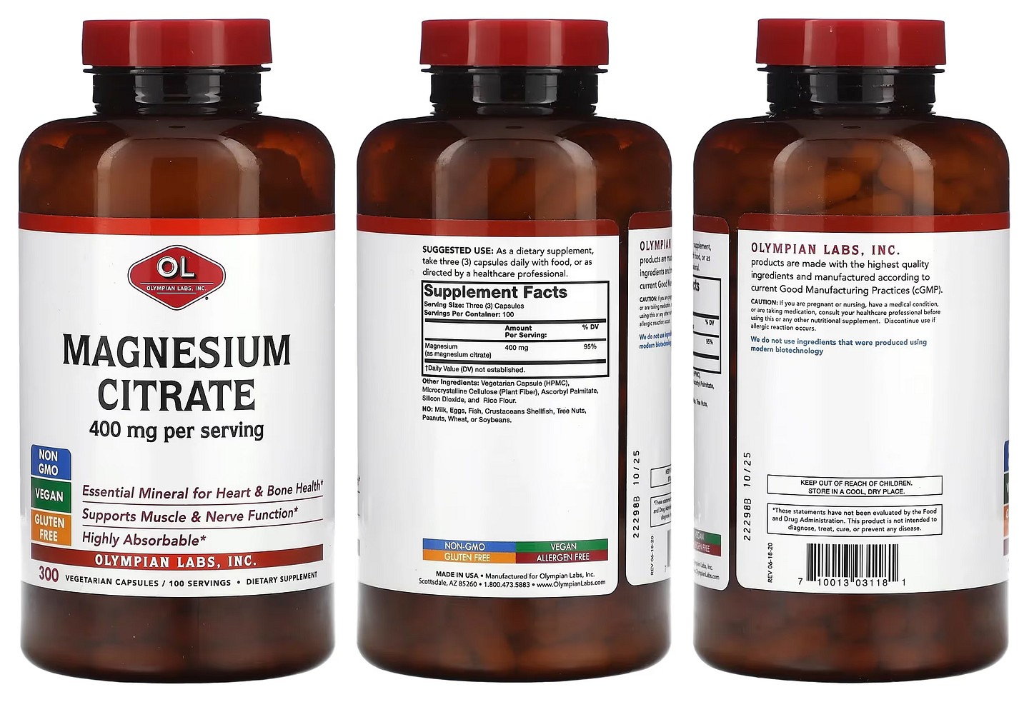Olympian Labs, Magnesium Citrate packaging