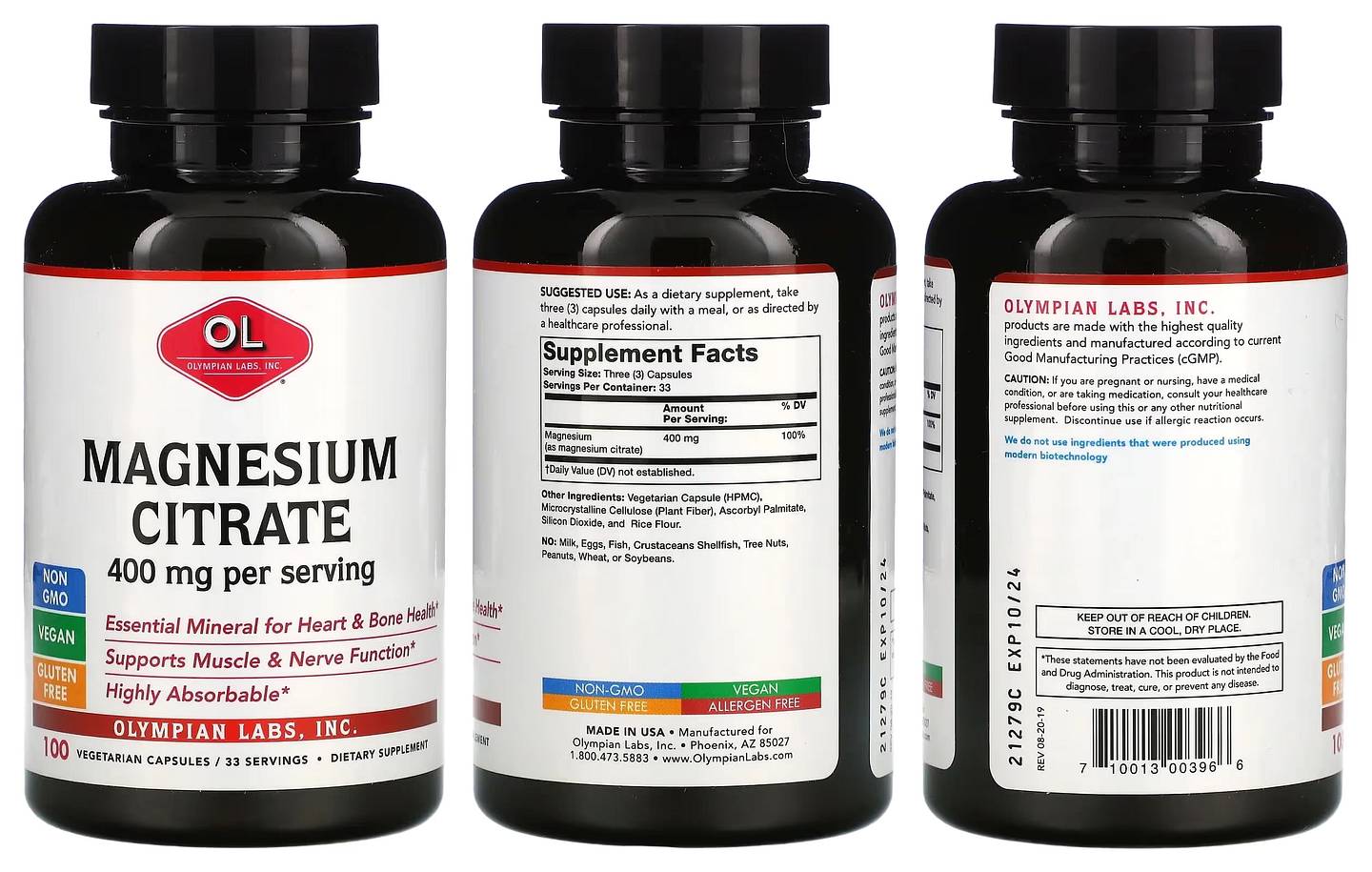 Olympian Labs, Magnesium Citrate packaging