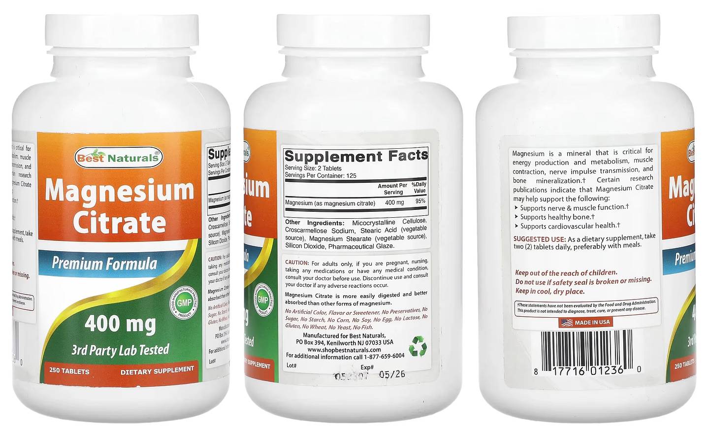 Best Naturals, Magnesium Citrate packaging