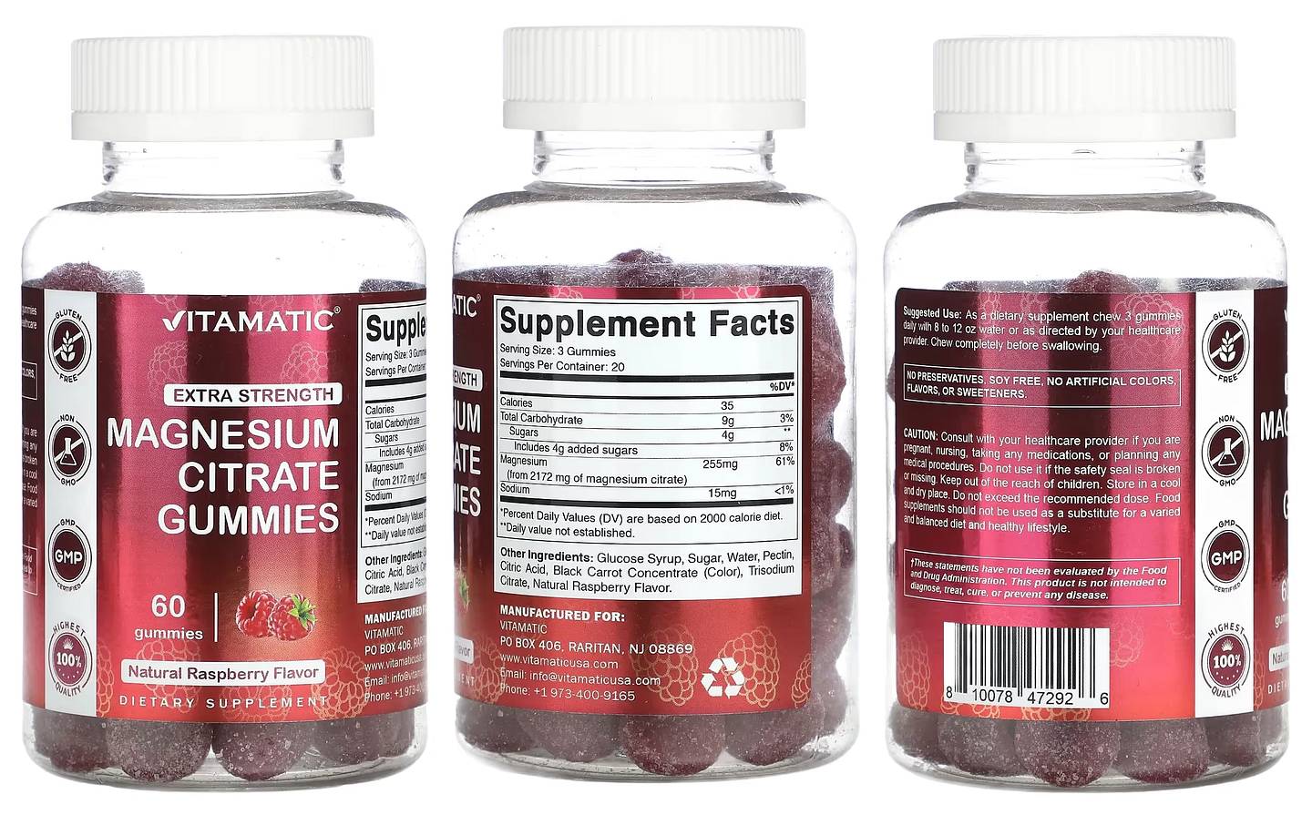 Vitamatic, Magnesium Citrate Gummies packaging