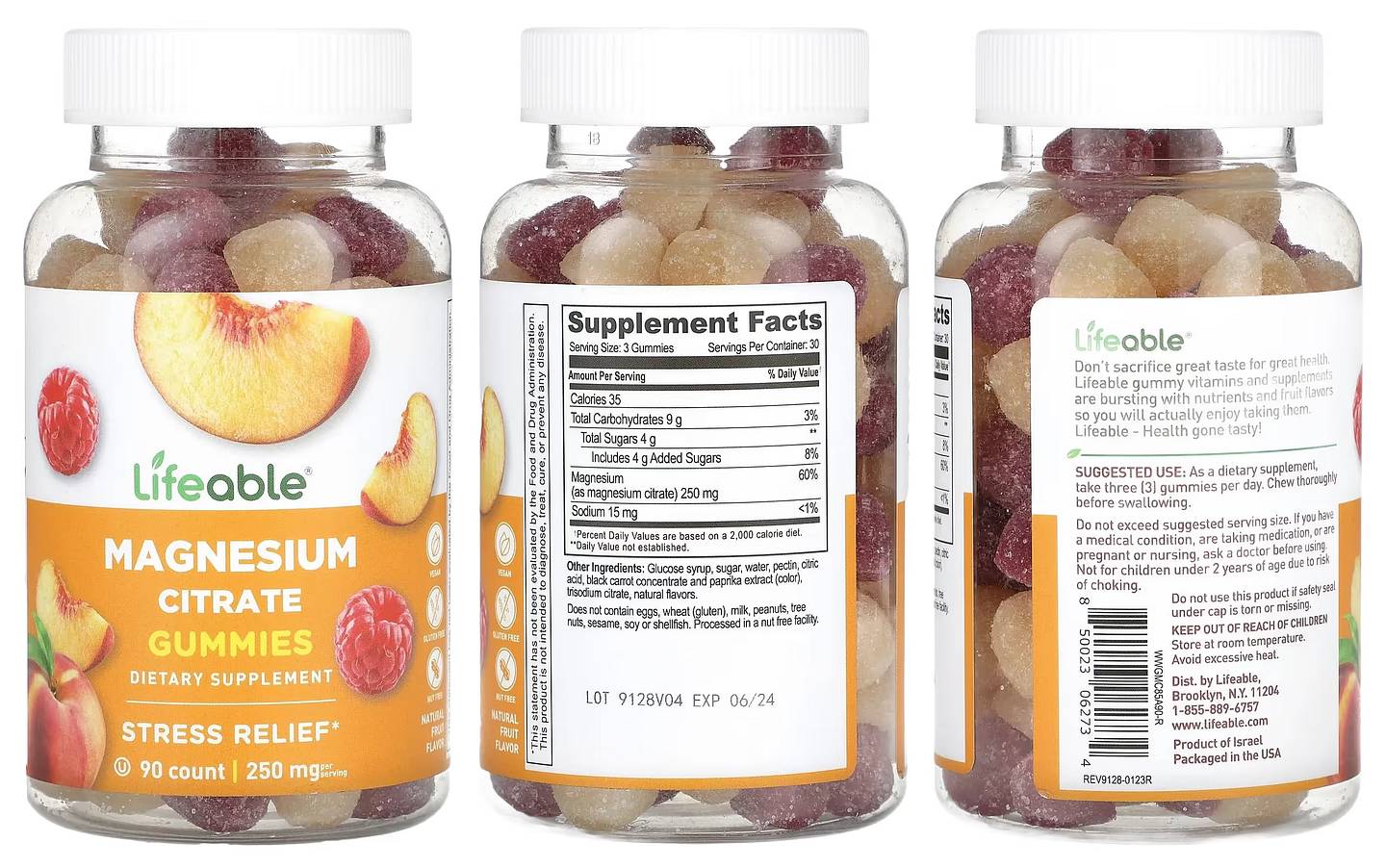 Lifeable, Magnesium Citrate Gummies packaging