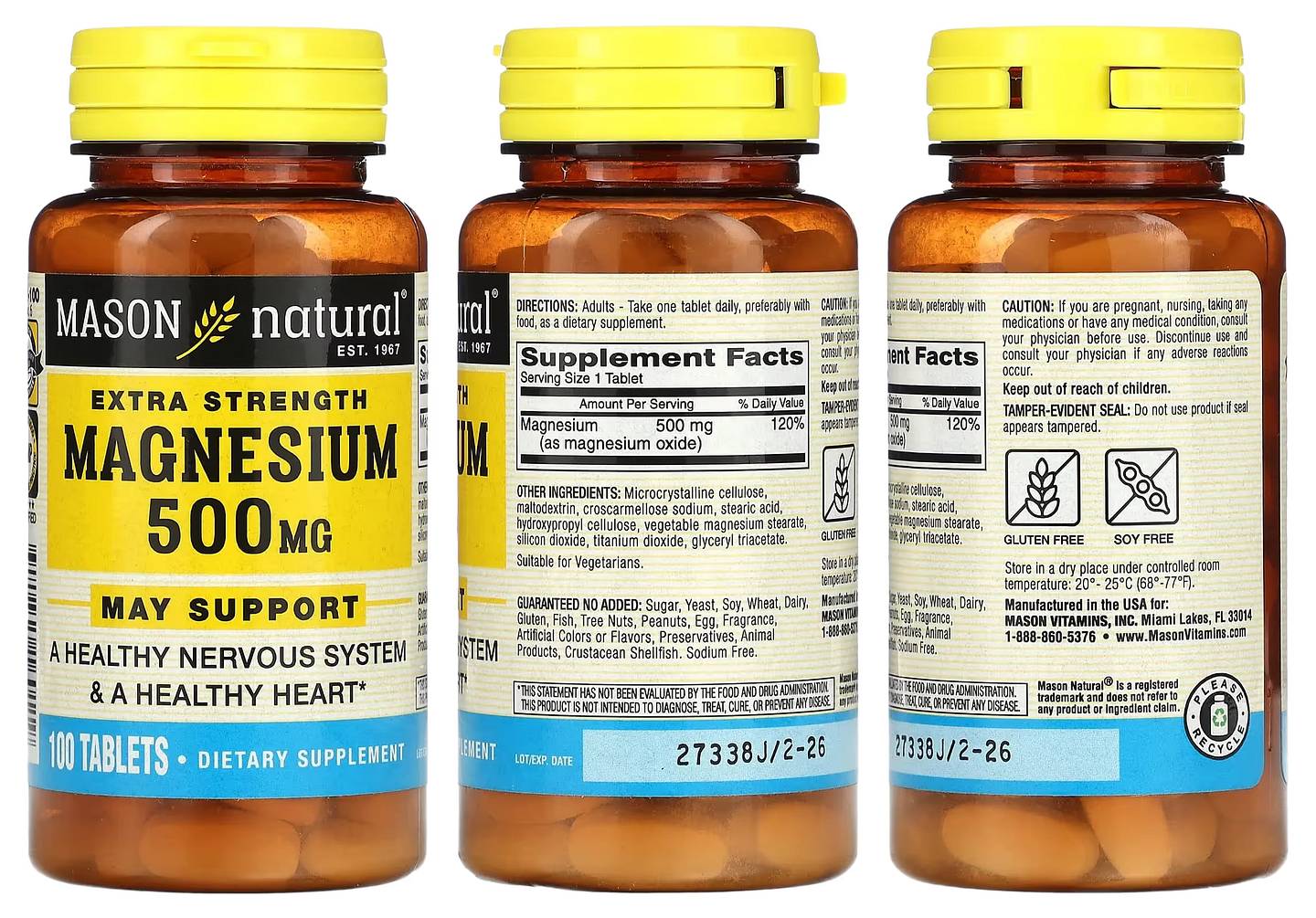 Mason Natural, Magnesium, Extra Strength, 500 mg packaging