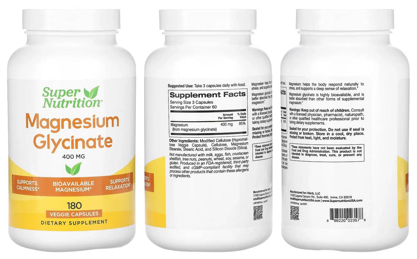 Super Nutrition, Magnesium Glycinate packaging