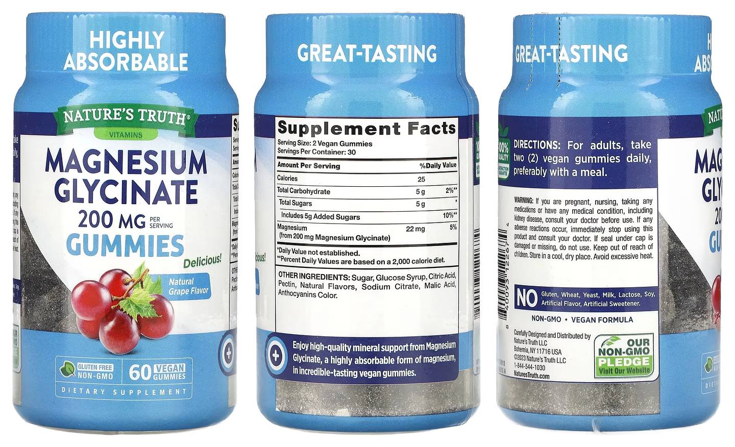 Nature's Truth, Magnesium Glycinate Gummies packaging