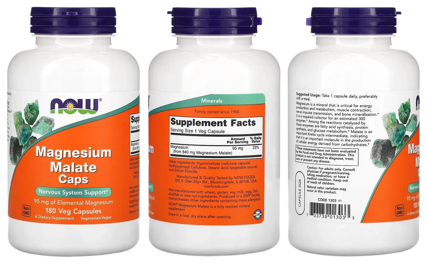 NOW Foods, Magnesium Malate Caps packaging