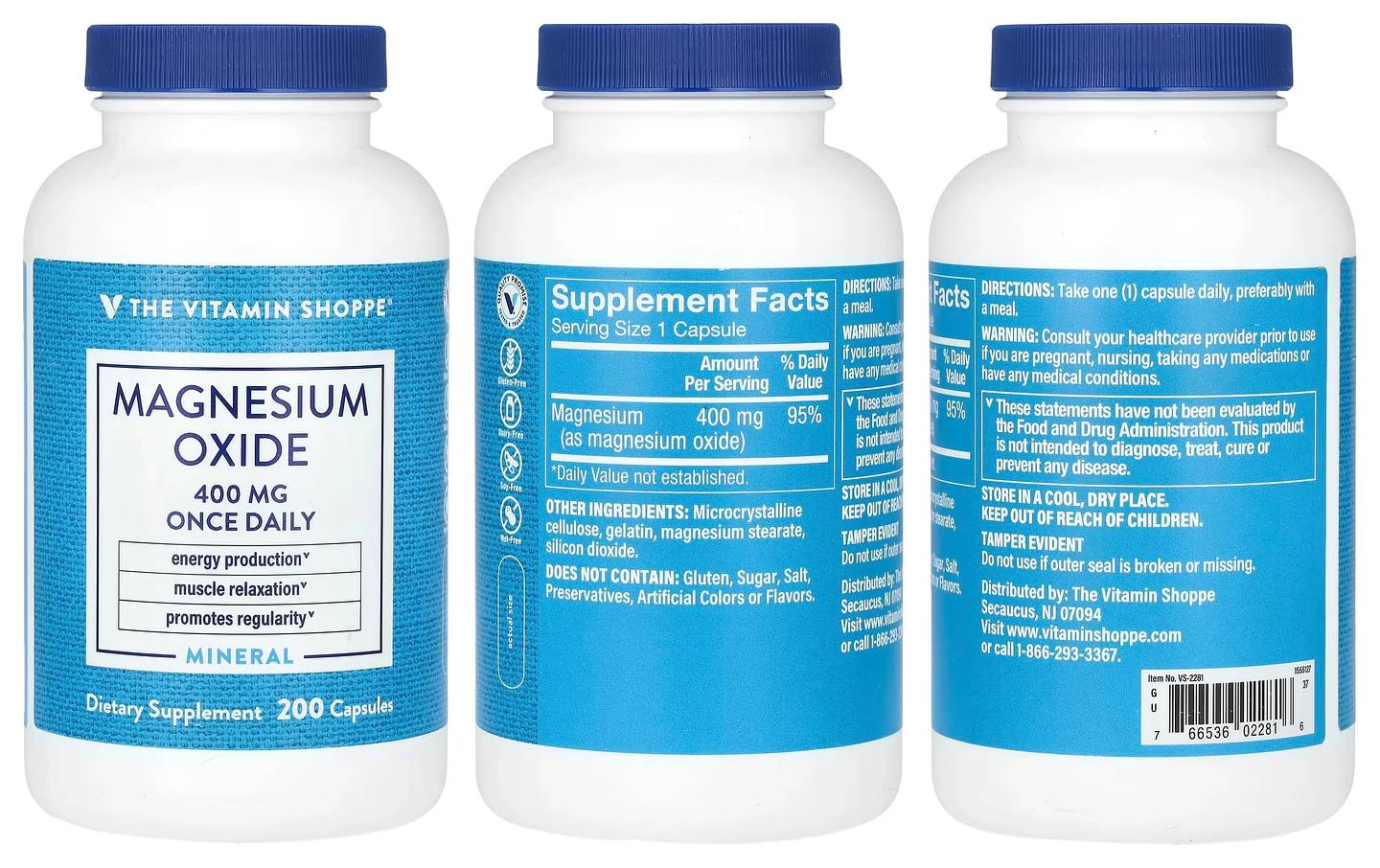 The Vitamin Shoppe, Magnesium Oxide packaging