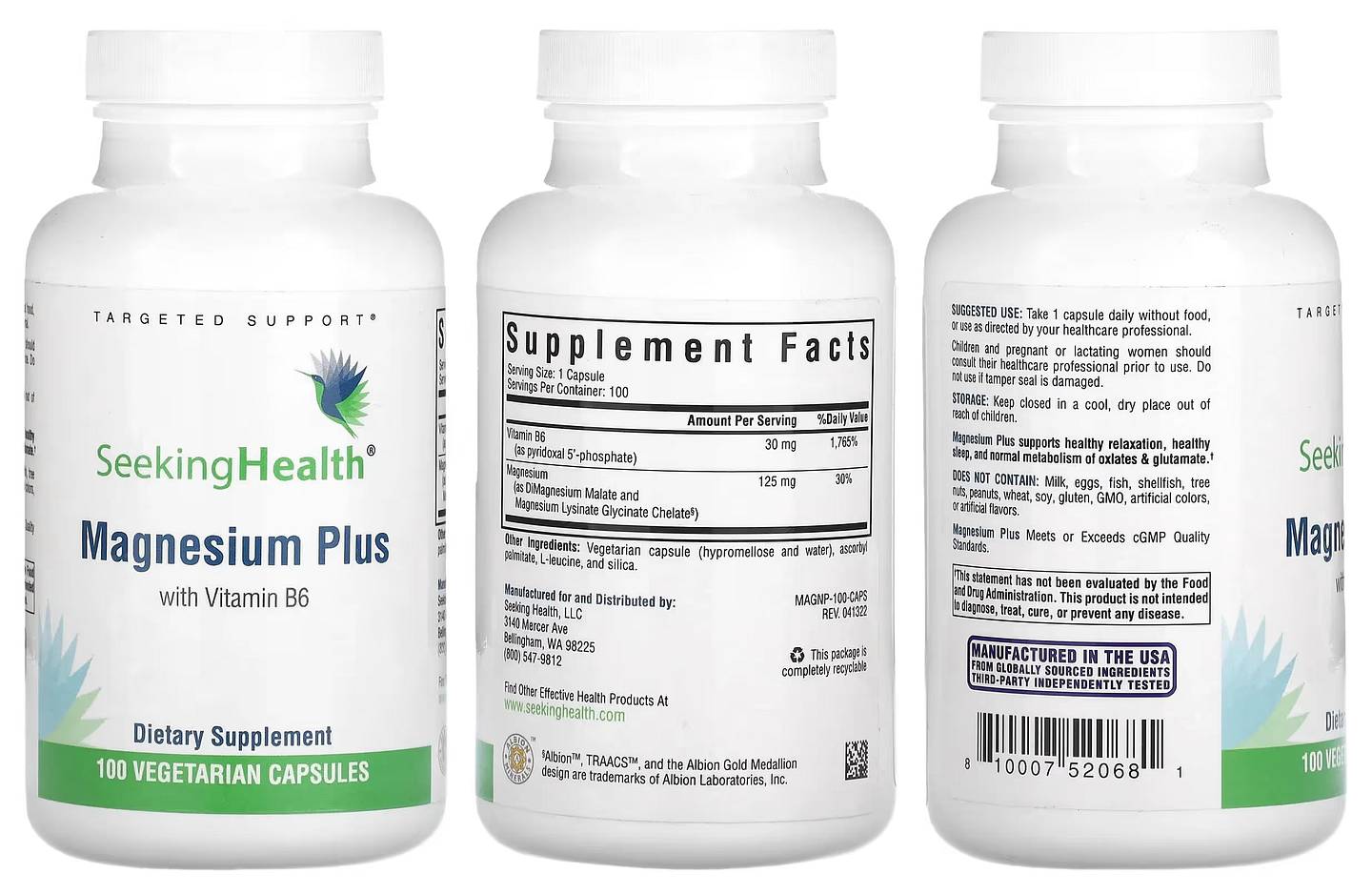 Seeking Health, Magnesium Plus with Vitamin B6 packaging