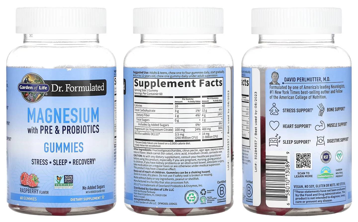 Garden of Life, Magnesium with Pre & Probiotics Gummies packaging