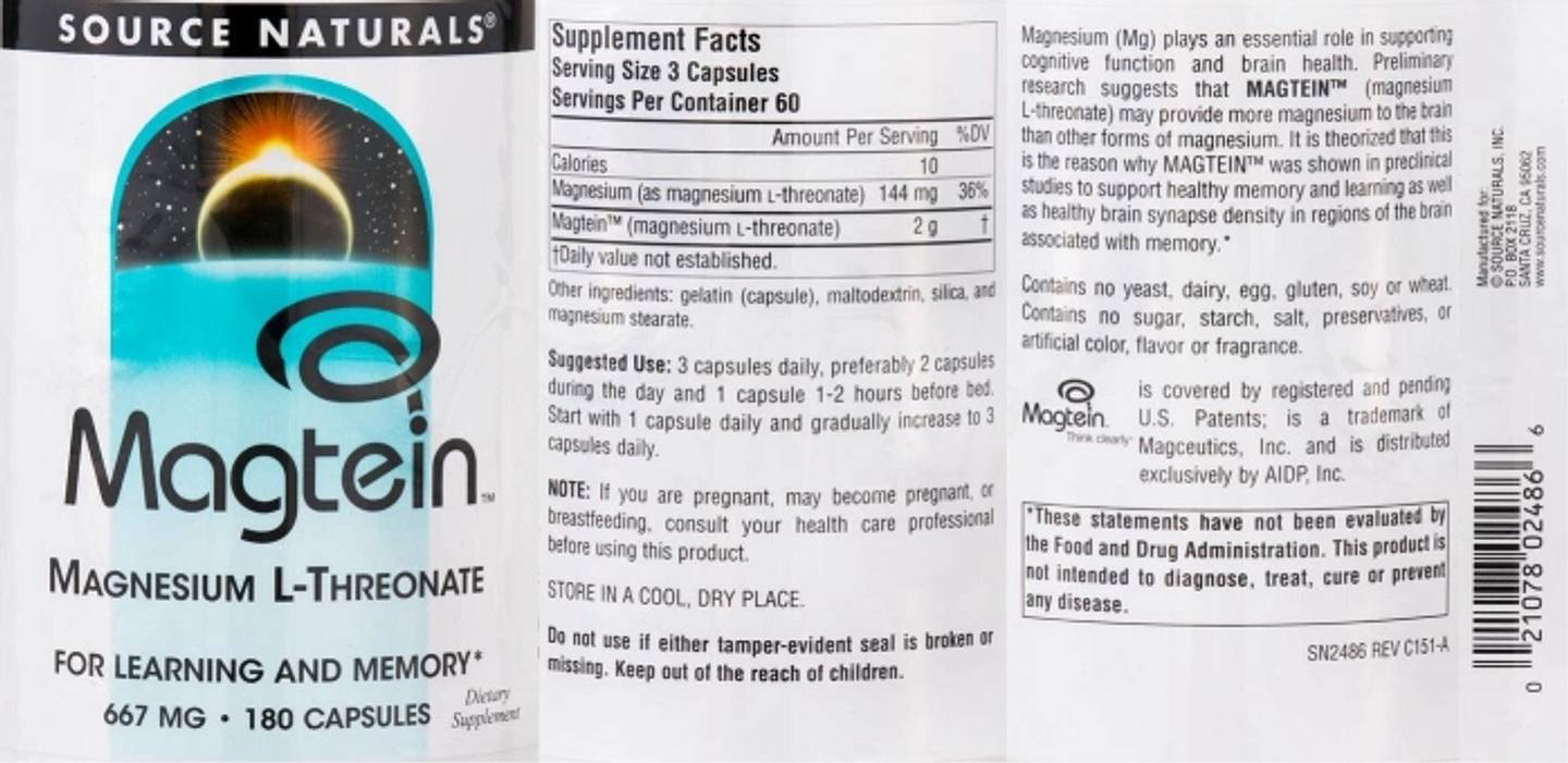 Source Naturals, Magtein label