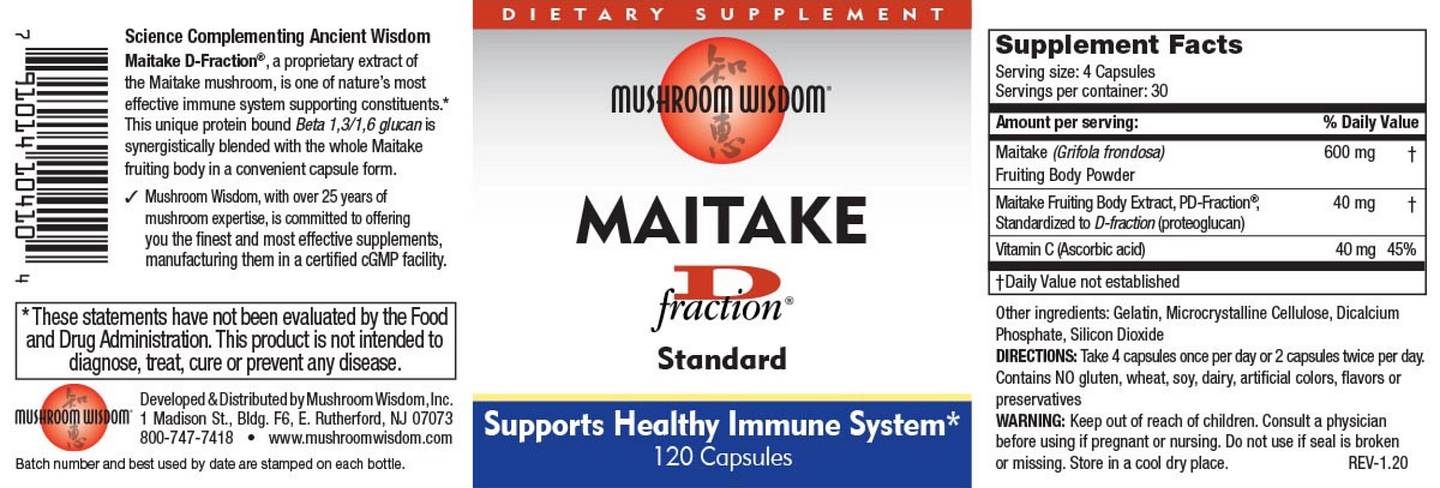 Mushroom Wisdom, Maitake D Fraction, Standard label