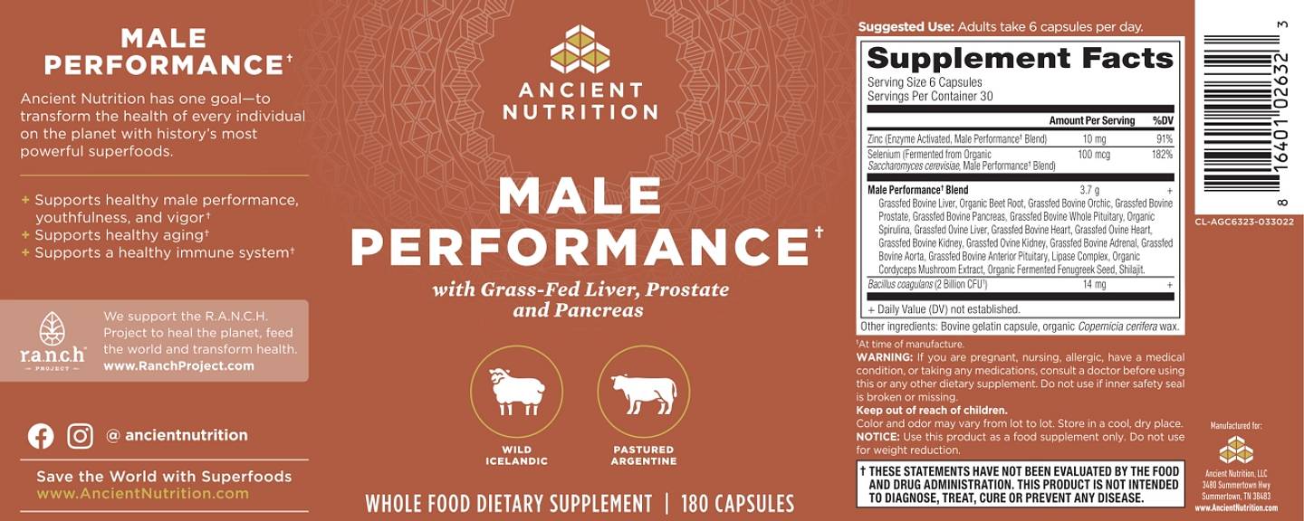 Ancient Nutrition, Male Performance label