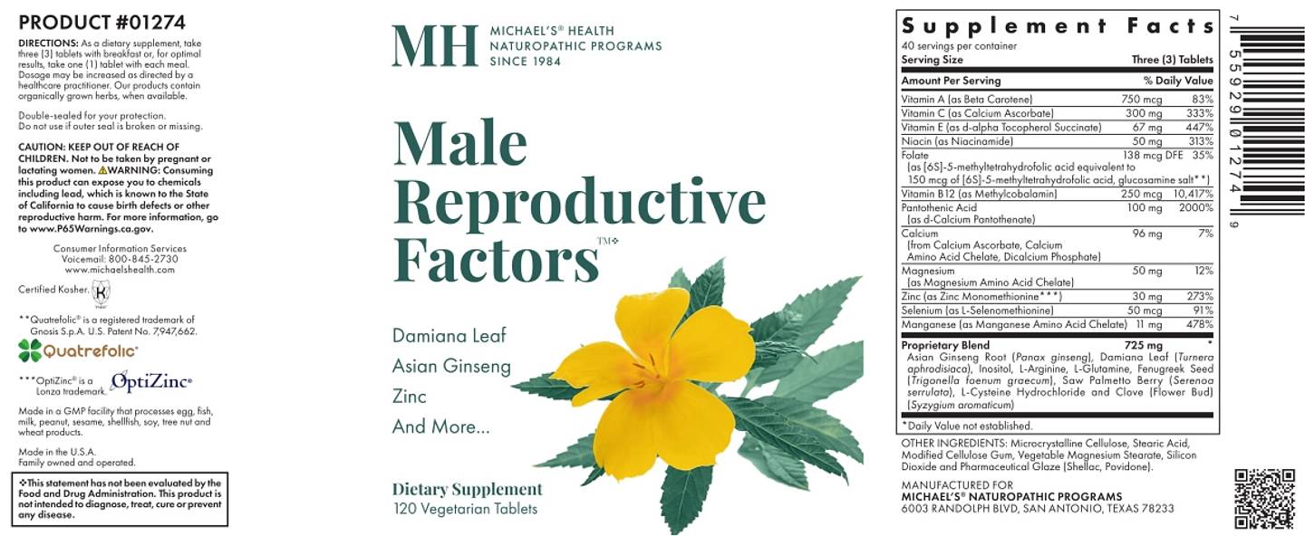 Michael's Naturopathic, Male Reproductive Factors label