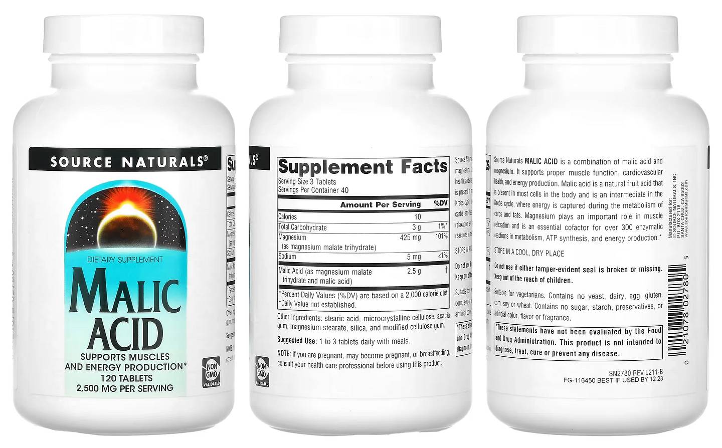 Source Naturals, Malic Acid packaging