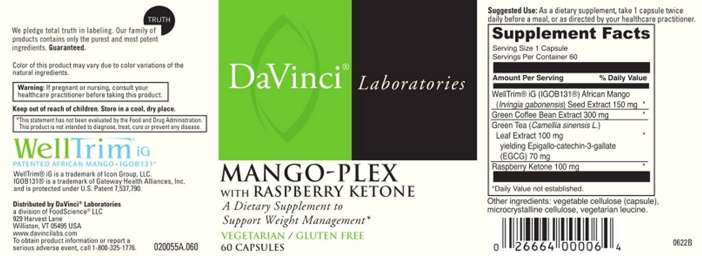 DaVinci Laboratories of Vermont, Mango-Plex with Raspberry Ketone label