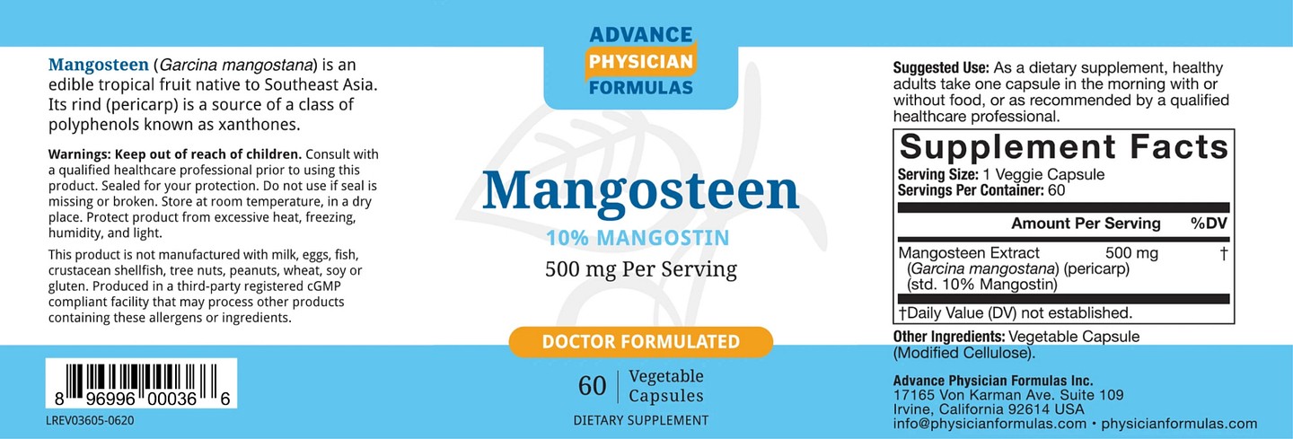 Advanced Physician Formulas, Mangosteen label