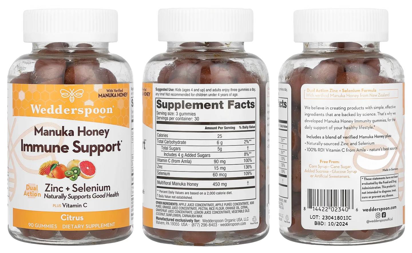 Wedderspoon, Manuka Honey Immunity Gummies packaging