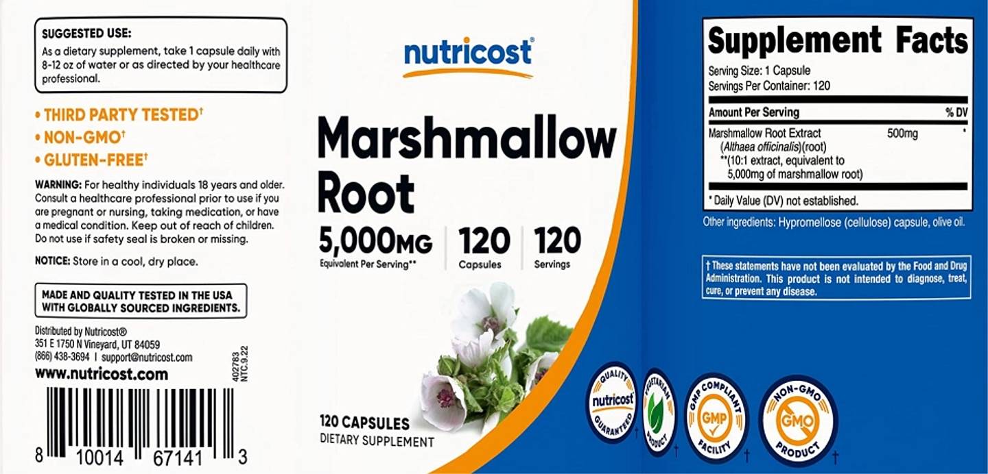 Nutricost, Marshmallow Root label