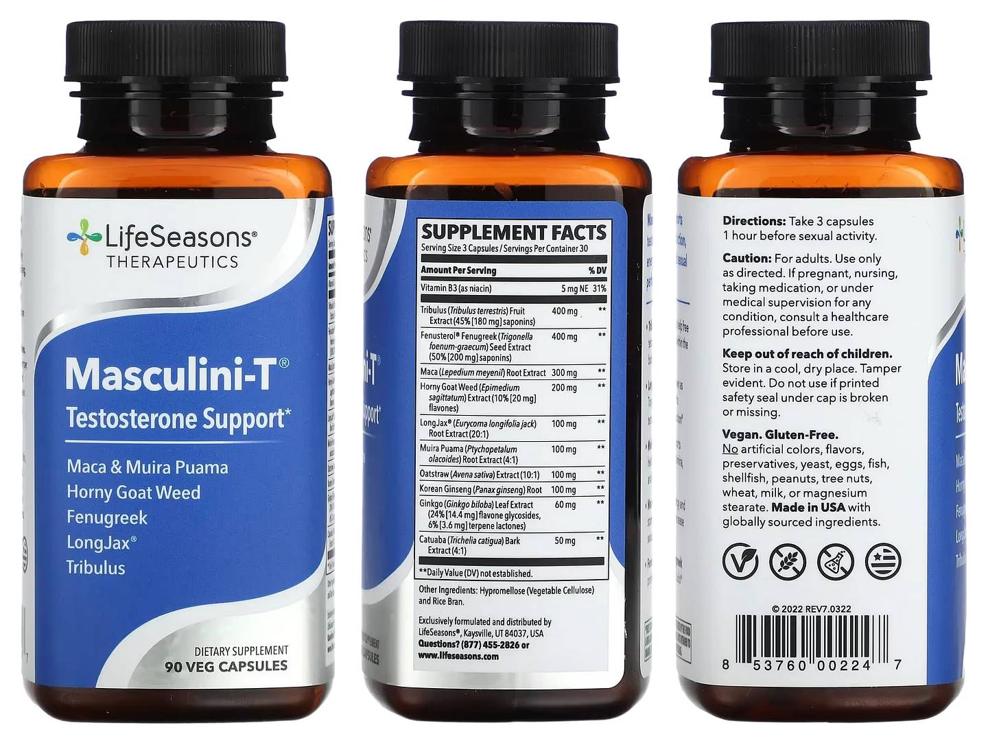 LifeSeasons, Masculini-T, Testosterone Support packaging