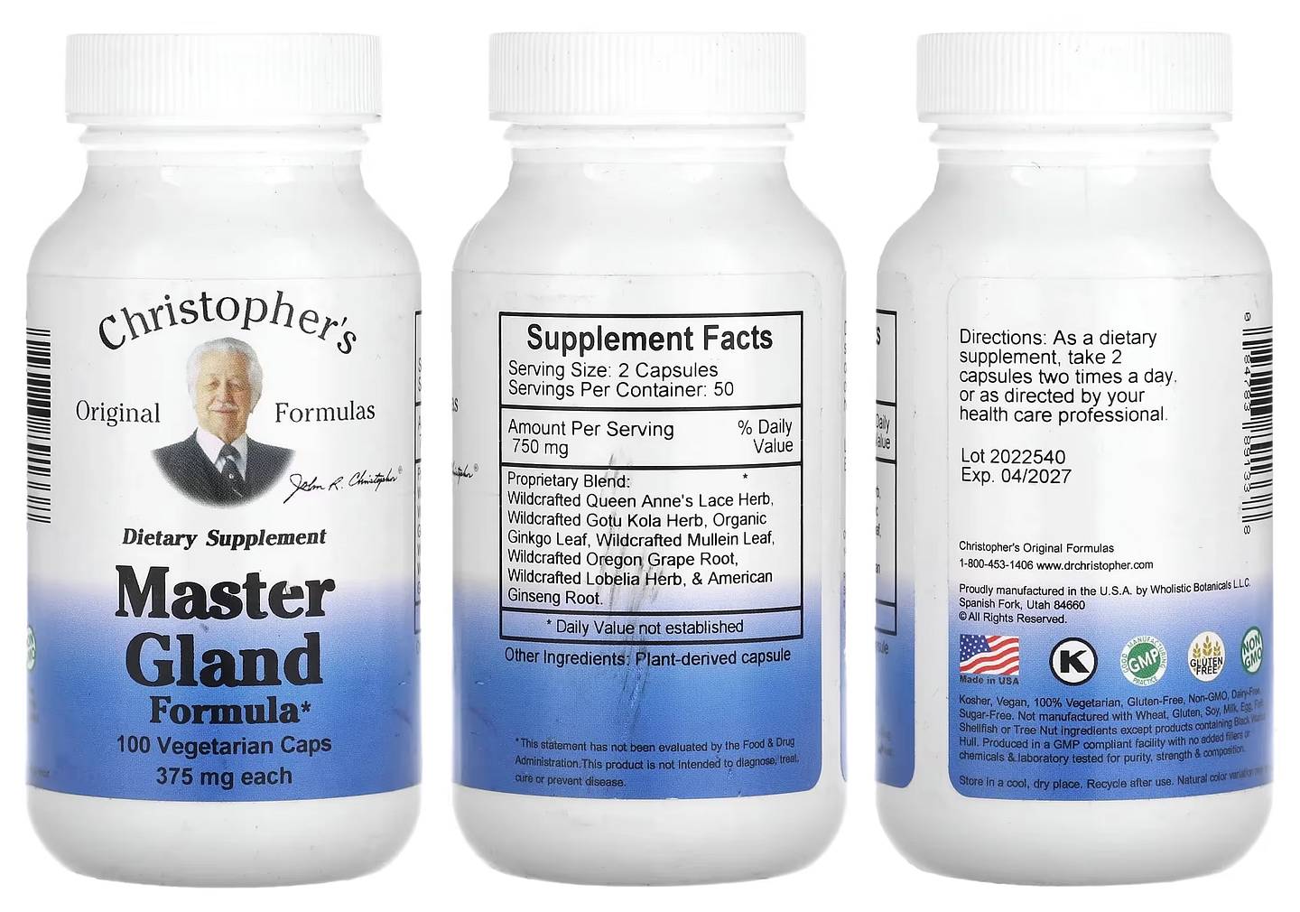 Dr. Christopher's, Master Gland Formula packaging