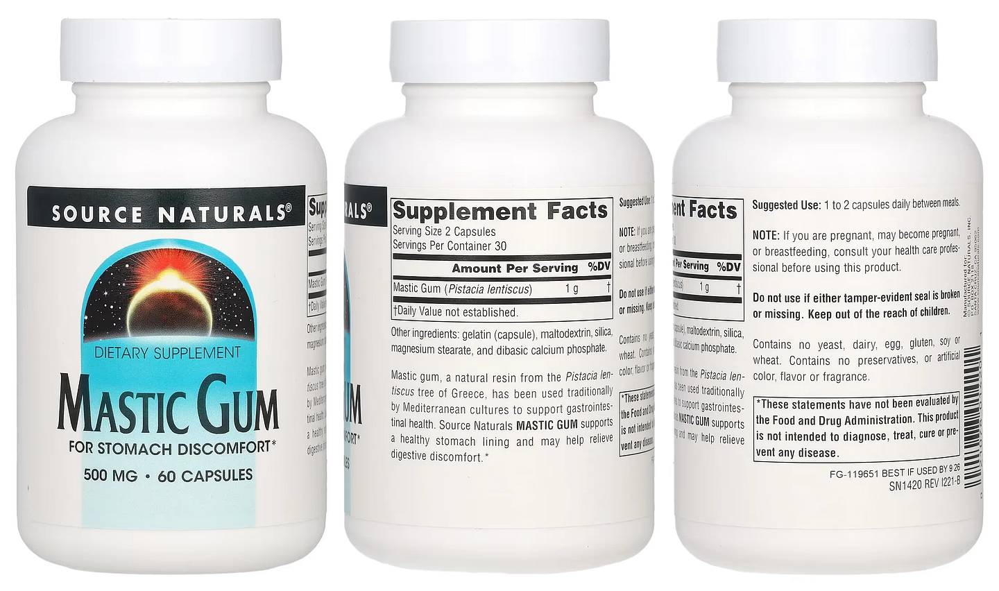 Source Naturals, Mastic Gum packaging