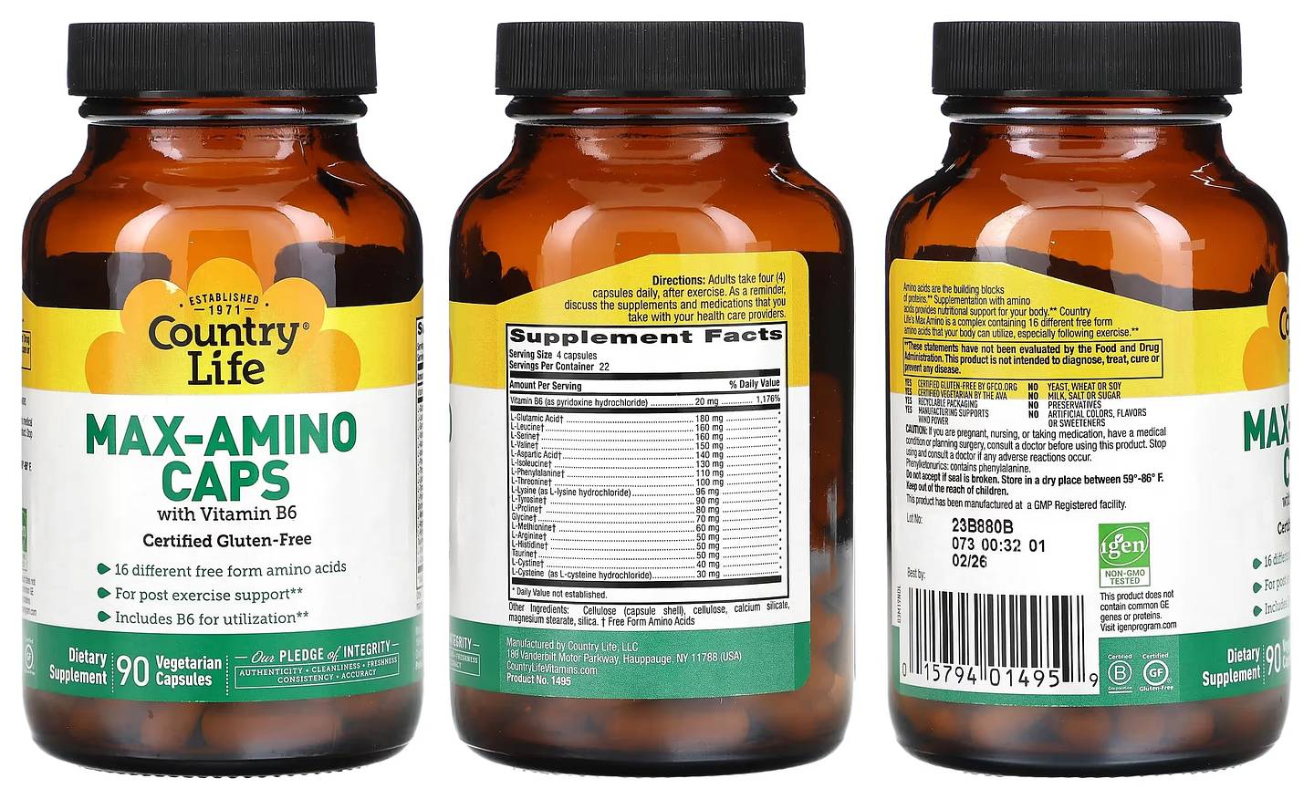 Country Life, Max-Amino Caps with Vitamin B6 packaging