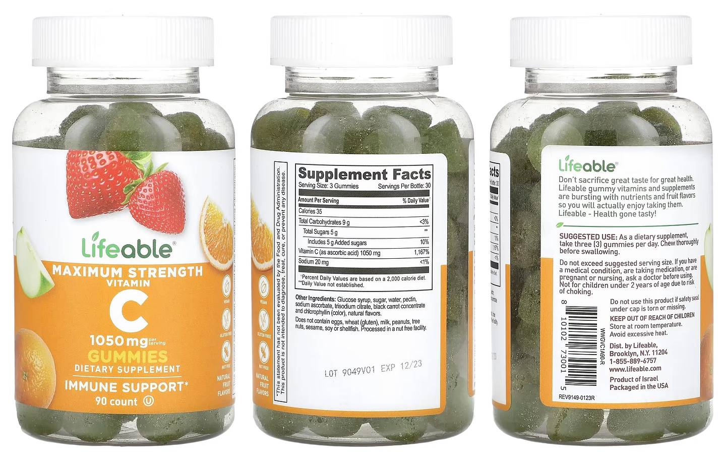 Lifeable, Maximum Strength Vitamin C Gummies packaging