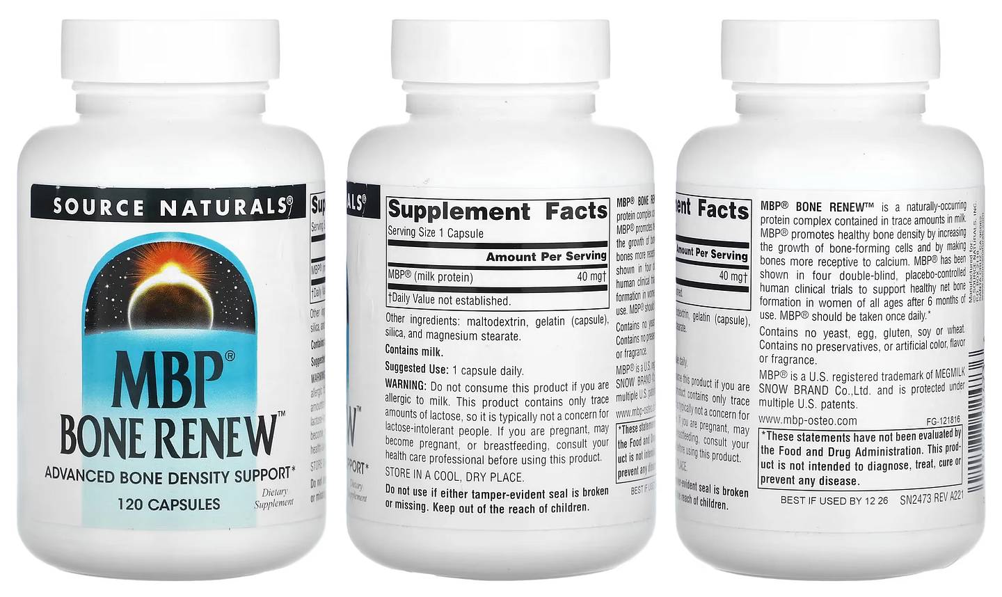 Source Naturals, MBP Bone Renew packaging