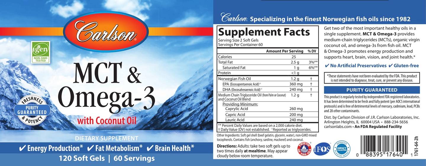 Carlson, MCT & Omega-3 label