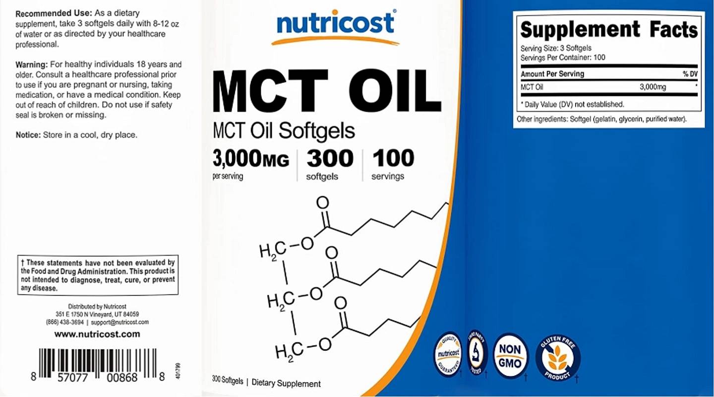 Nutricost, MCT Oil label