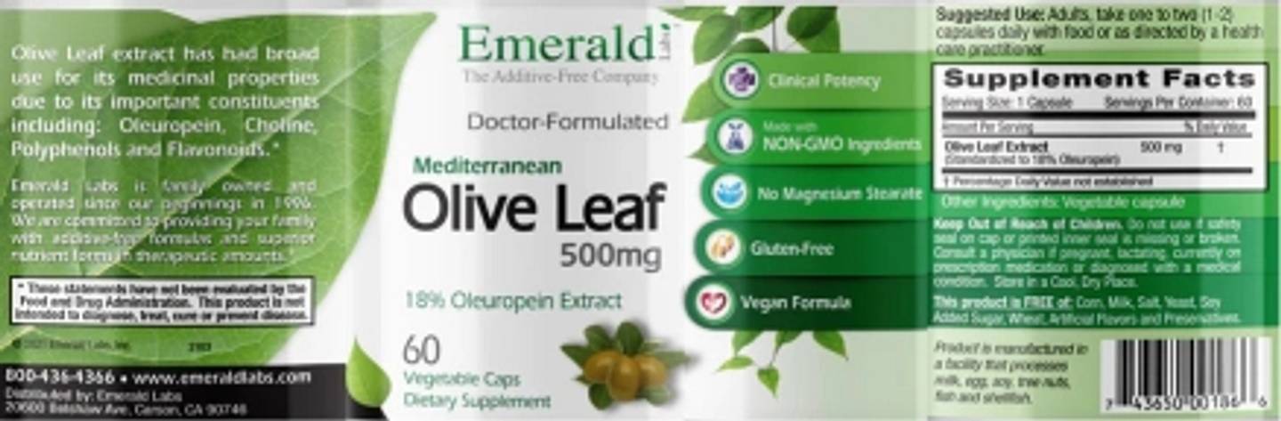 Emerald Laboratories, Mediterranean Olive Leaf label