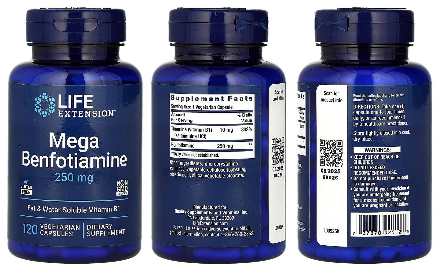 Life Extension, Mega Benfotiamine packaging