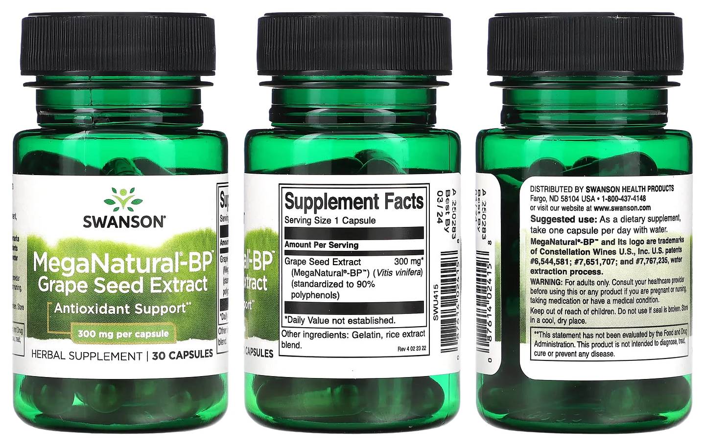 Swanson, MegaNatural-BP Grape Seed Extract packaging