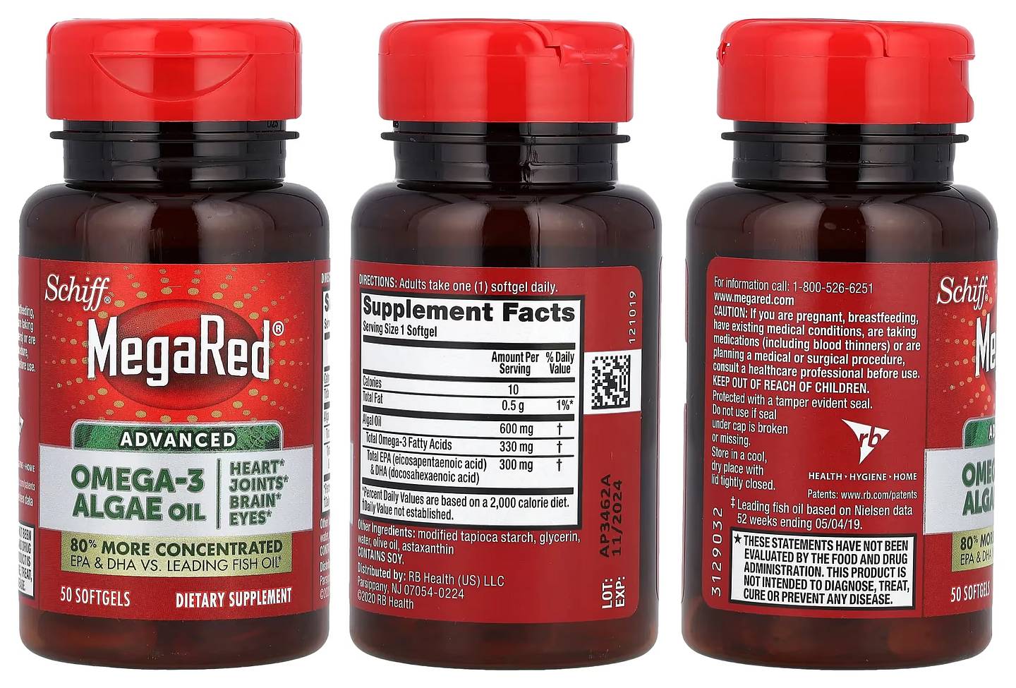 Schiff, MegaRed, Advanced Omega-3 Algae Oil packaging