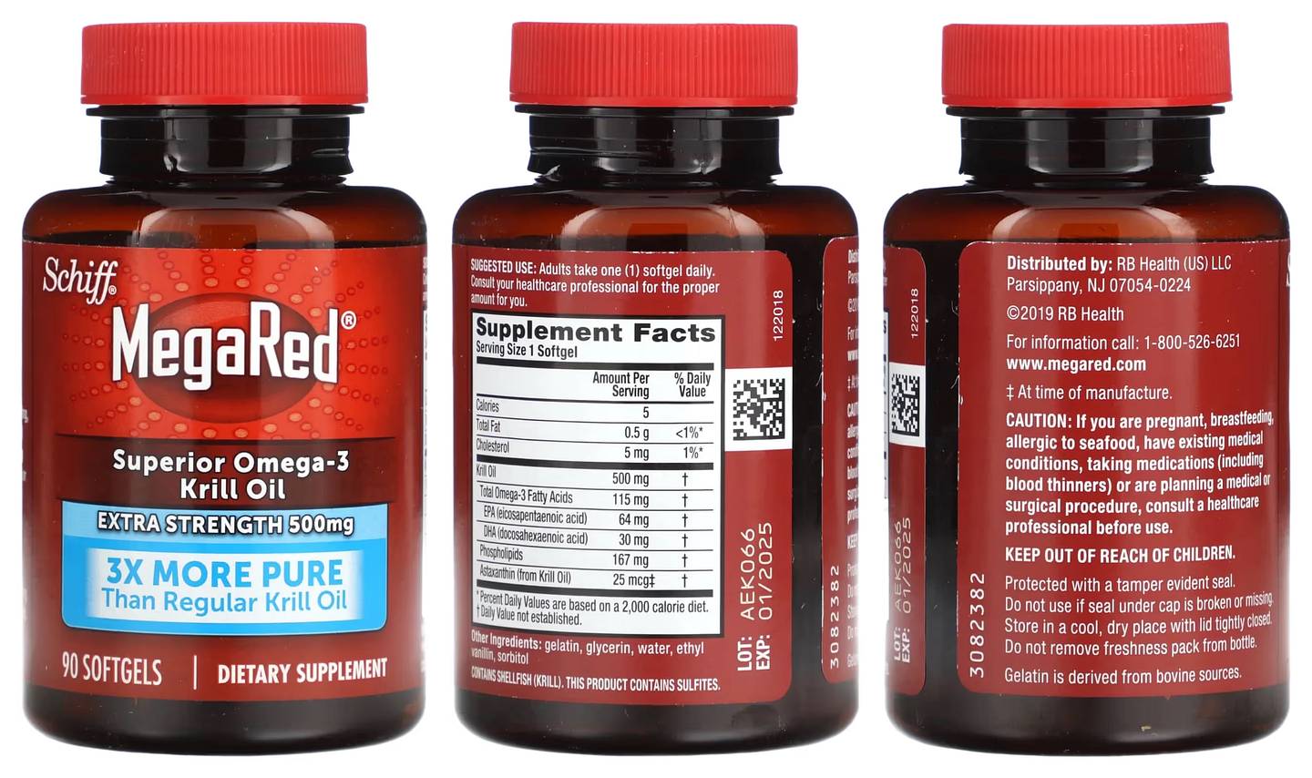 Schiff, MegaRed, Superior Omega-3 Krill Oil, Extra Strength, 500 mg packaging