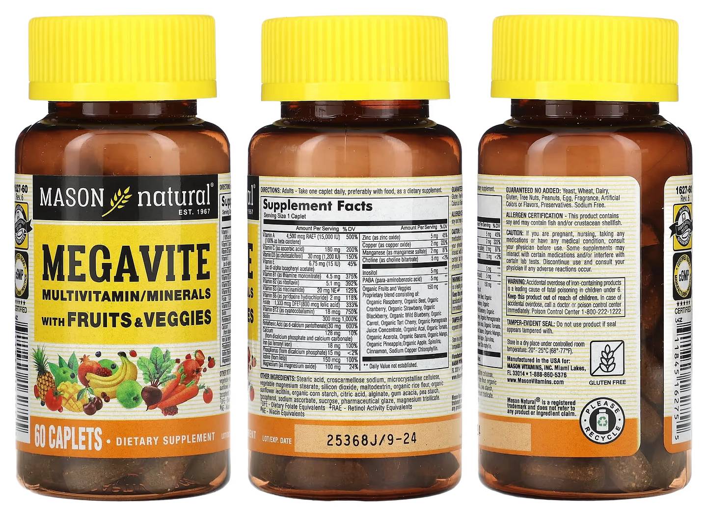 Mason Natural, Megavite, Multivitamin & Minerals packaging