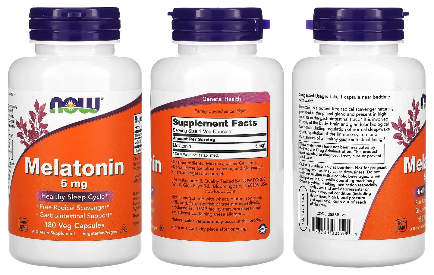 NOW Foods, Melatonin packaging