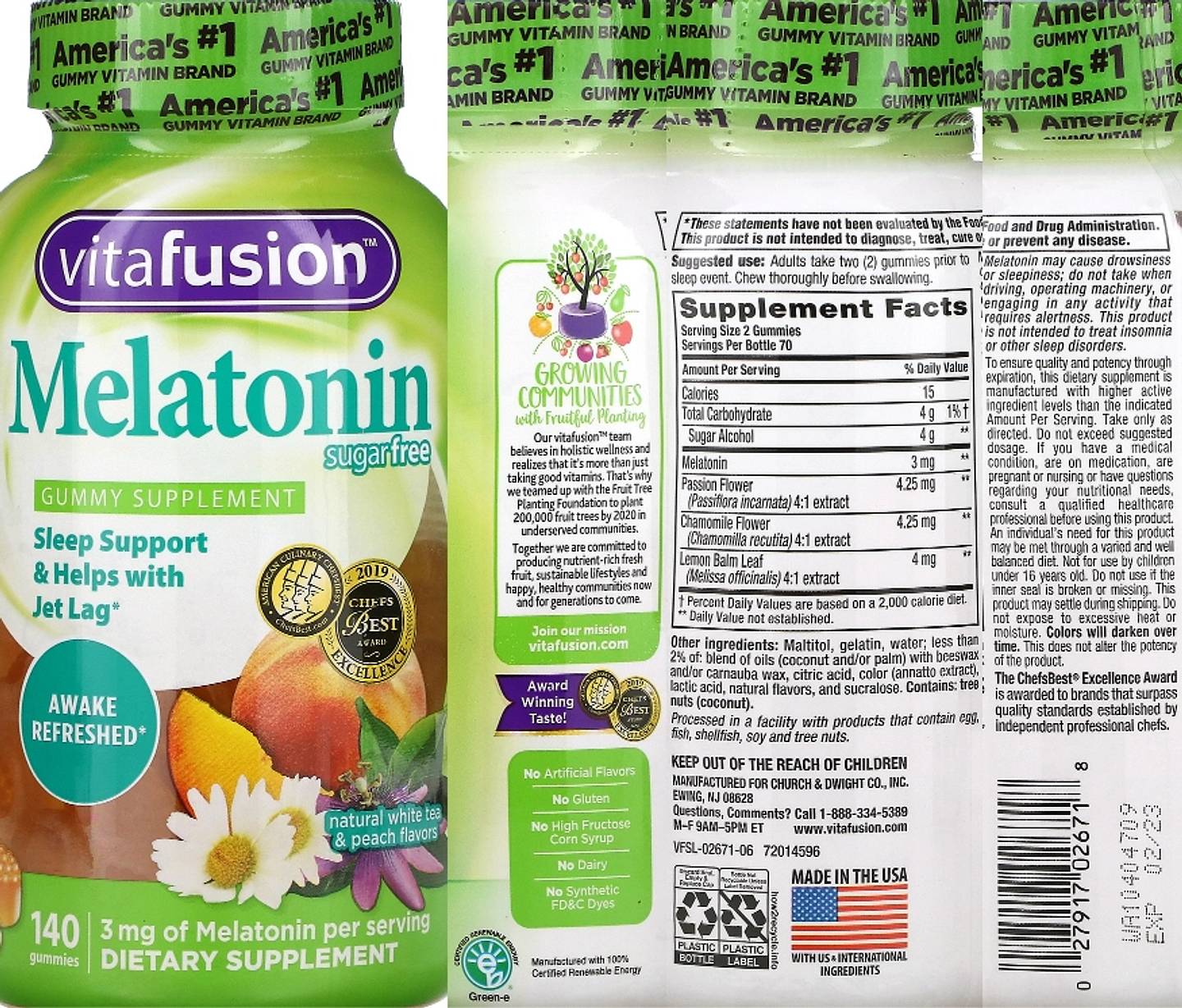 VitaFusion, Melatonin label