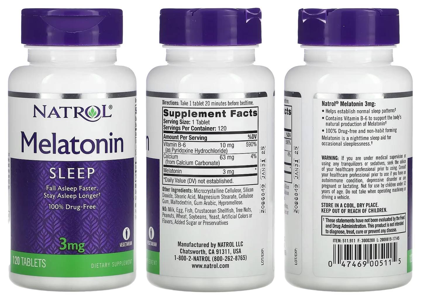 Natrol, Melatonin packaging