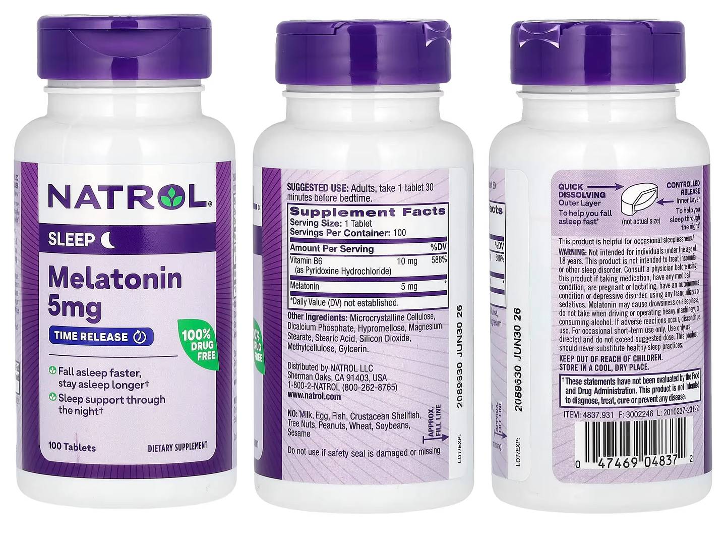 Natrol, Melatonin packaging