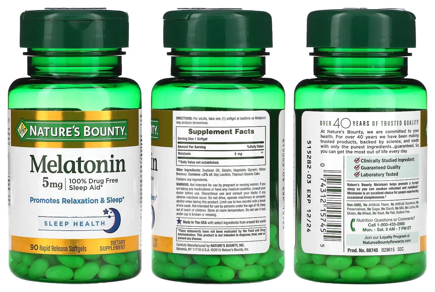 Nature's Bounty, Melatonin packaging