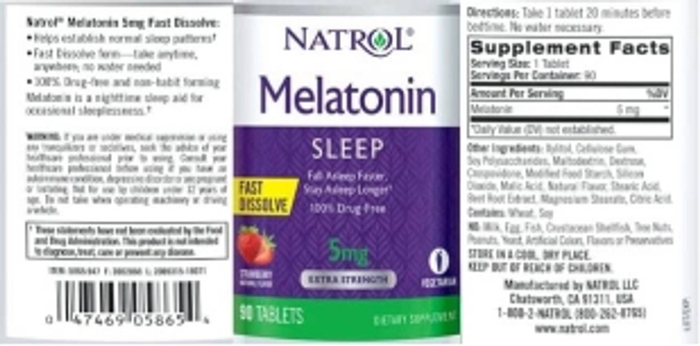 Natrol, Melatonin label