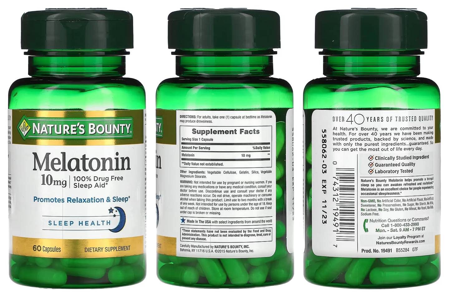 Nature's Bounty, Melatonin packaging