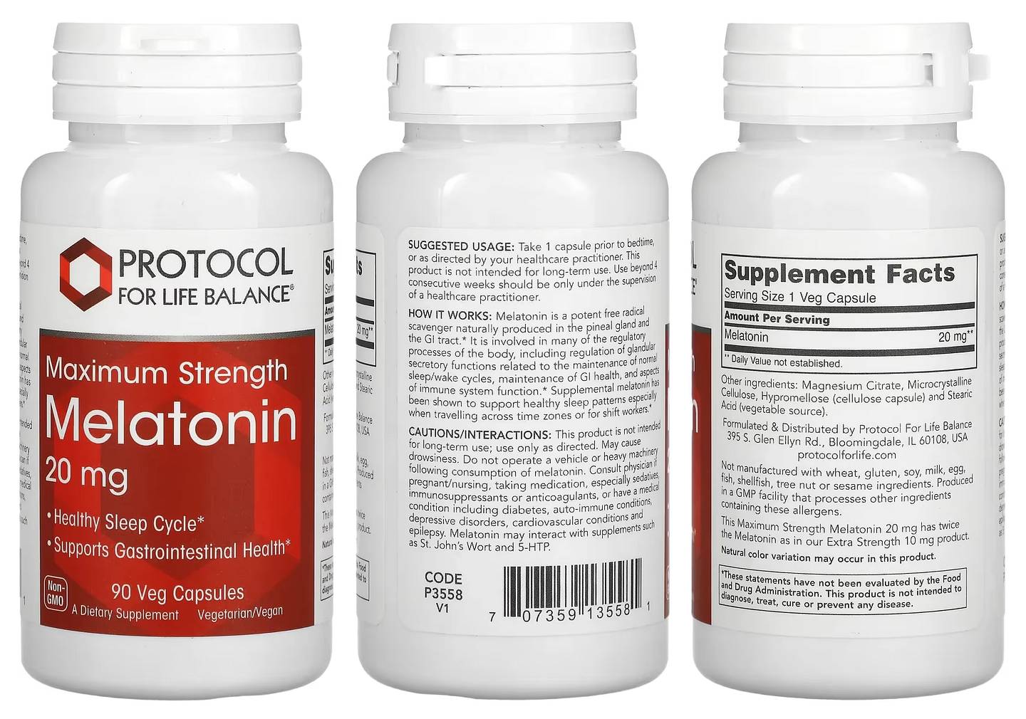 Protocol for Life Balance, Melatonin packaging