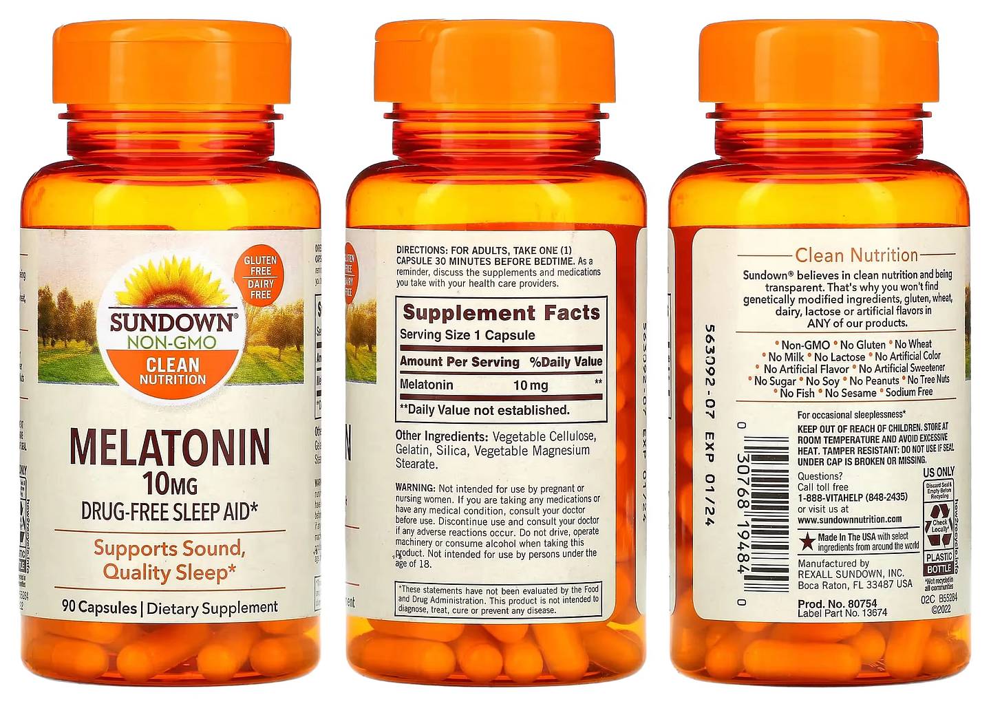 Sundown Naturals, Melatonin packaging