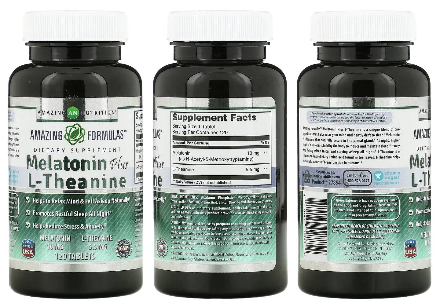 Amazing Nutrition, Melatonin Plus L-Theanine packaging