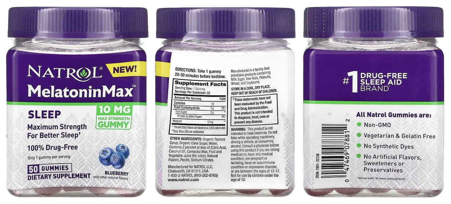 Natrol, MelatoninMax packaging