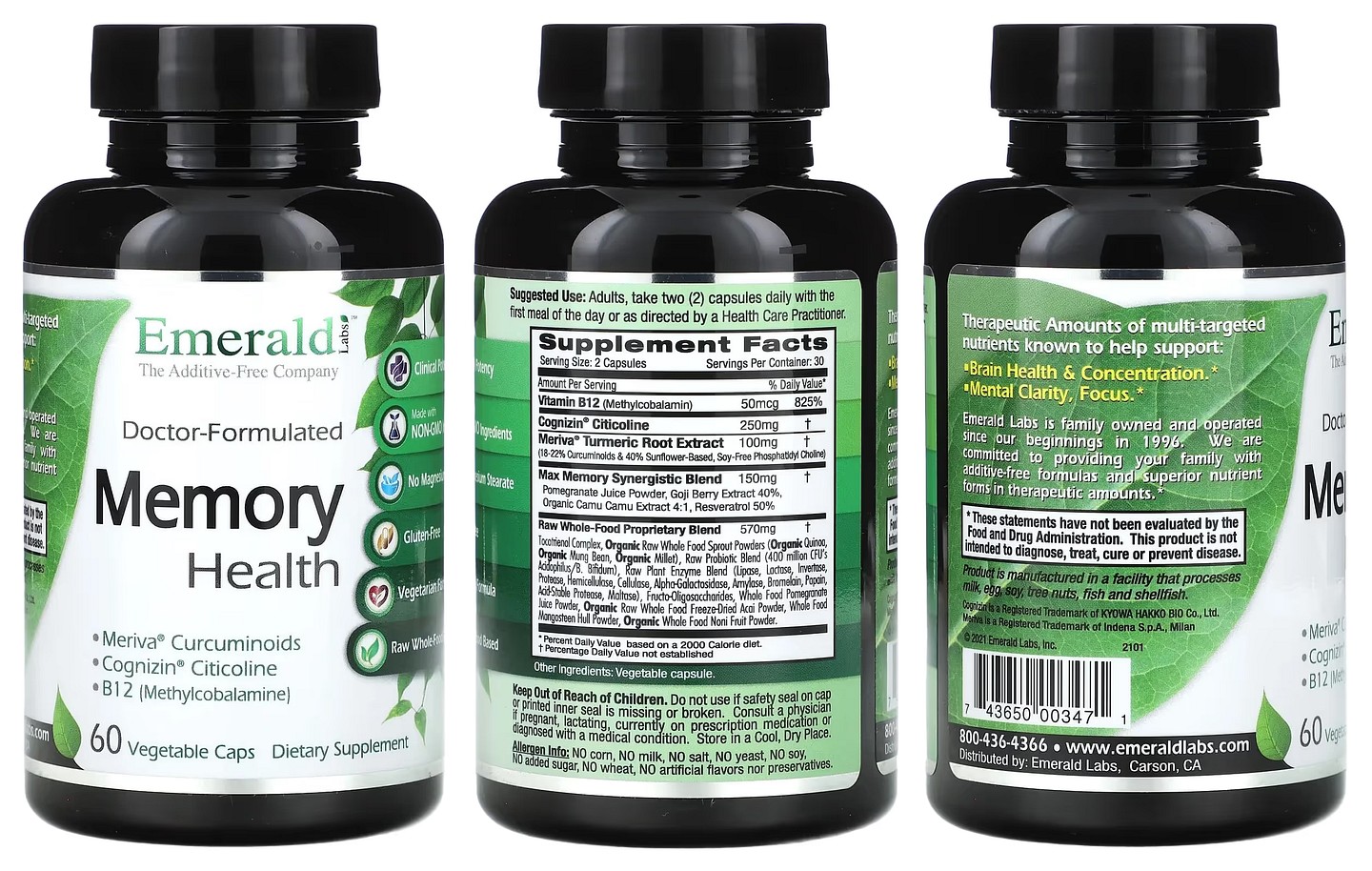 Emerald Laboratories, Memory Health packaging