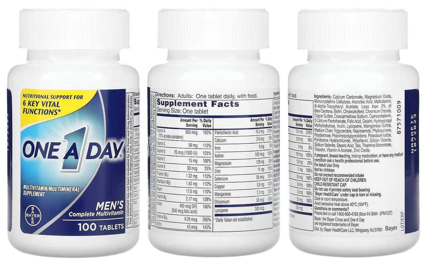 One-A-Day, Men's Complete Multivitamin packaging