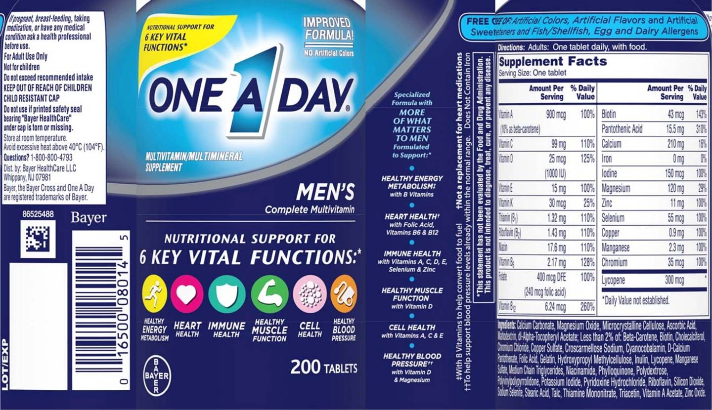 One-A-Day, Men's Complete Multivitamin label