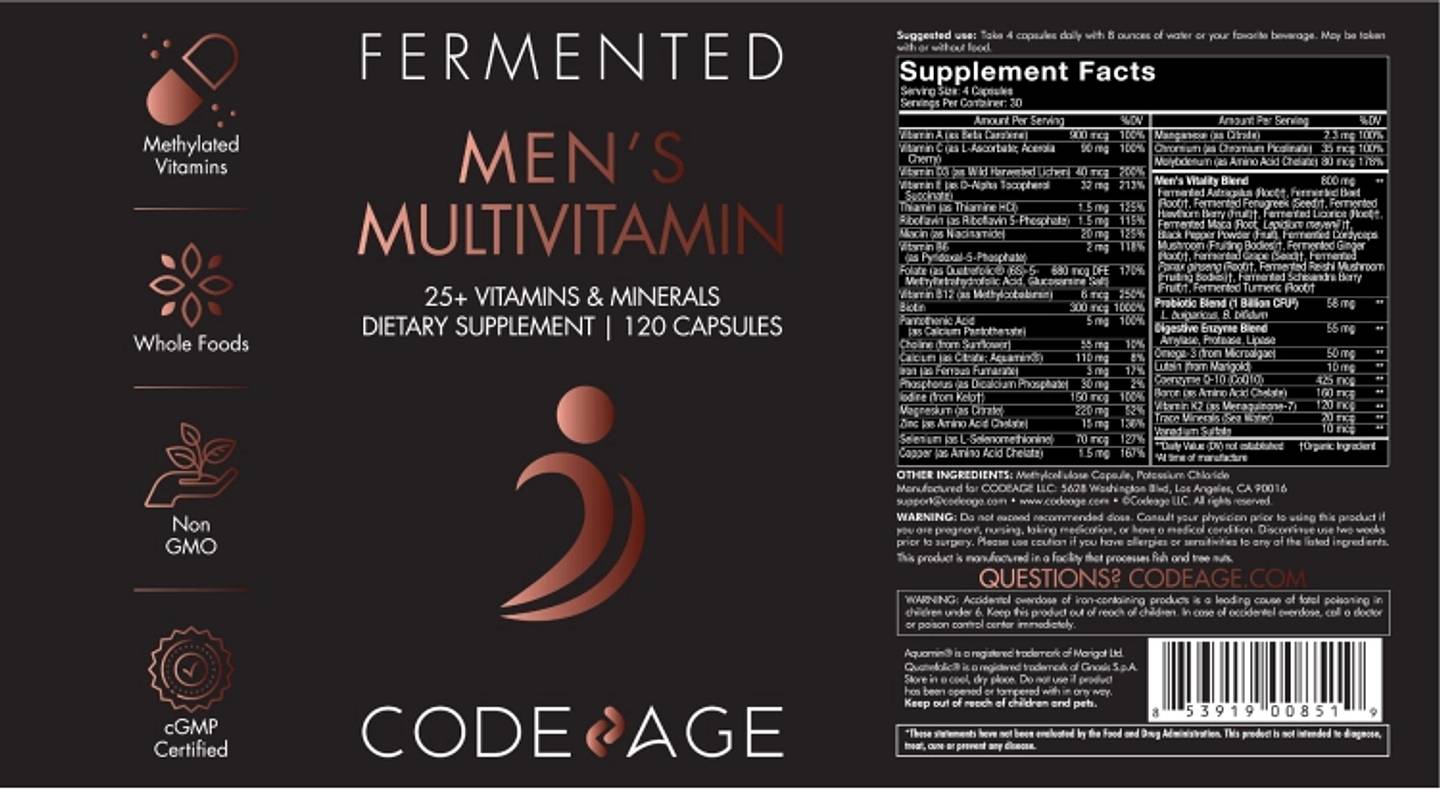 Codeage, Men's Fermented Multivitamin label